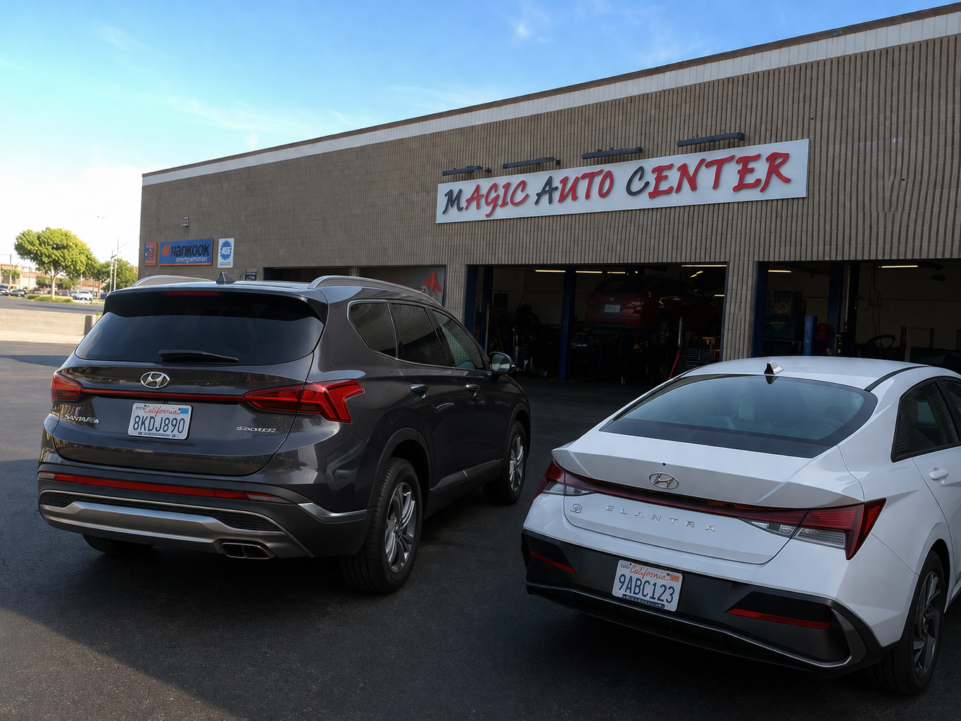 Hyundai vehicle in repair shop at Magic Auto Center in Valencia CA